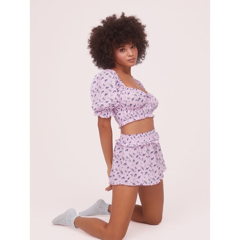 NWT For Love and Lemons Lola Pointelle Set - Crop Top & Shorts